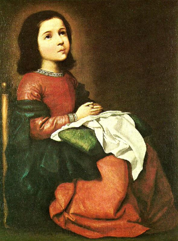 Francisco de Zurbaran girl virgin at prayer Germany oil painting art